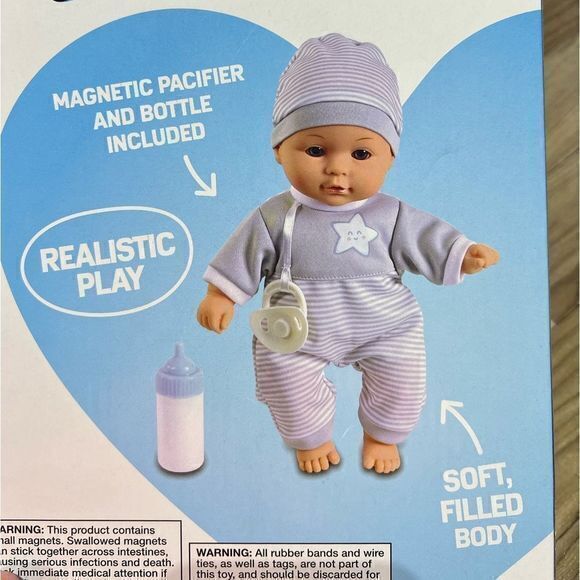 NWT Play Right 12” Soft Realistic Baby Doll With Magnetic Pacifier Milk Bottle - Picture 5 of 5